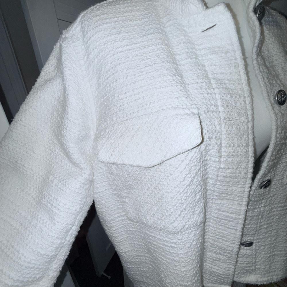 Express White Textured Button Up Jacket - image 5